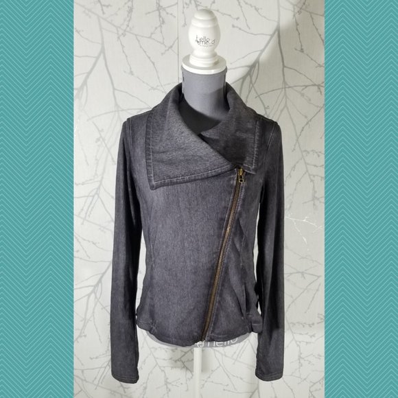 Athleta Purple Stone Wash Zip Front City Limits Moto Jacket - Picture 1 of 5